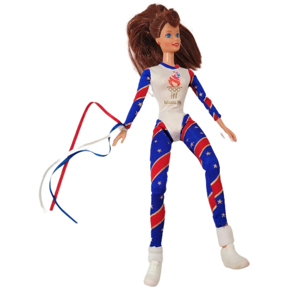 Vintage 1996 Olympic Gymnastic Barbie Doll Excellent Used Condition Brown Hair